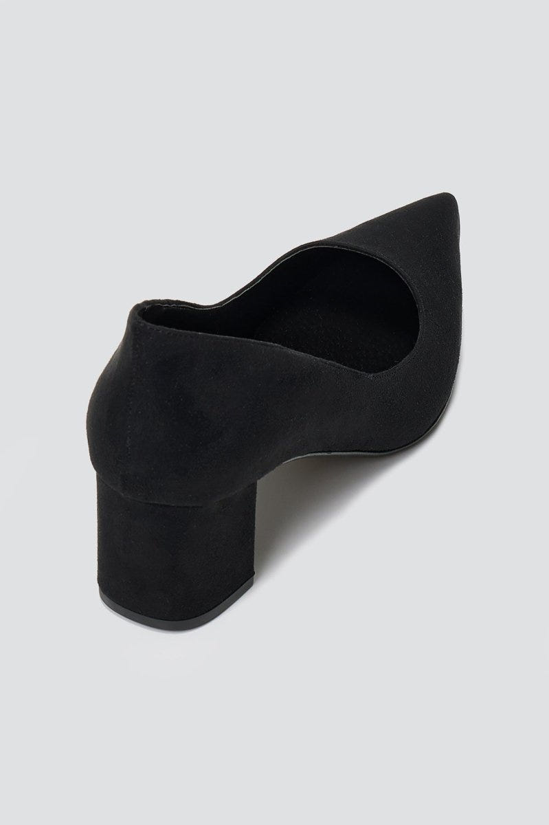 Block Heel Pointed Toe Pumps TFP - Black Suede - thefashionproject.gr - TFP