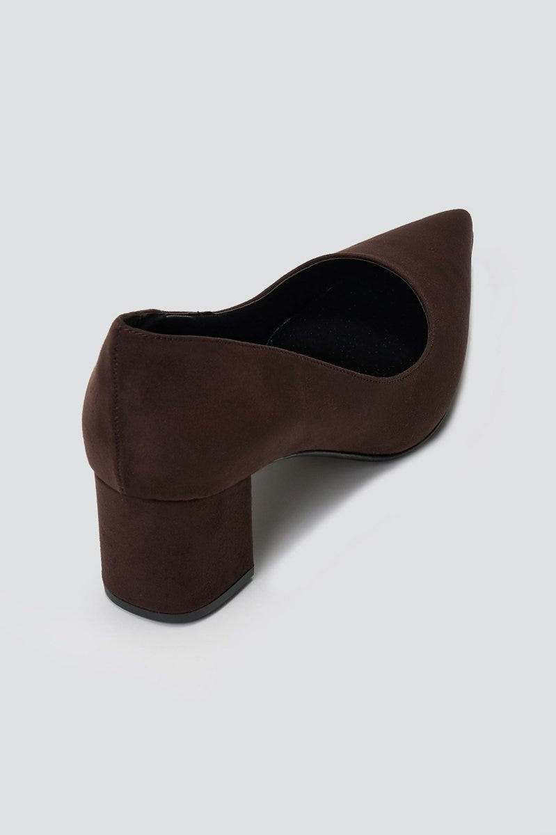 Block Heel Pointed Toe Pumps TFP - Brown Suede - thefashionproject.gr - TFP