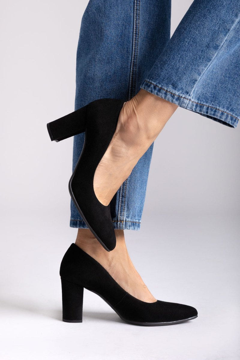 Block Heel Pumps Ragazza 021/A - Black Suede - thefashionproject.gr - RAGAZZA