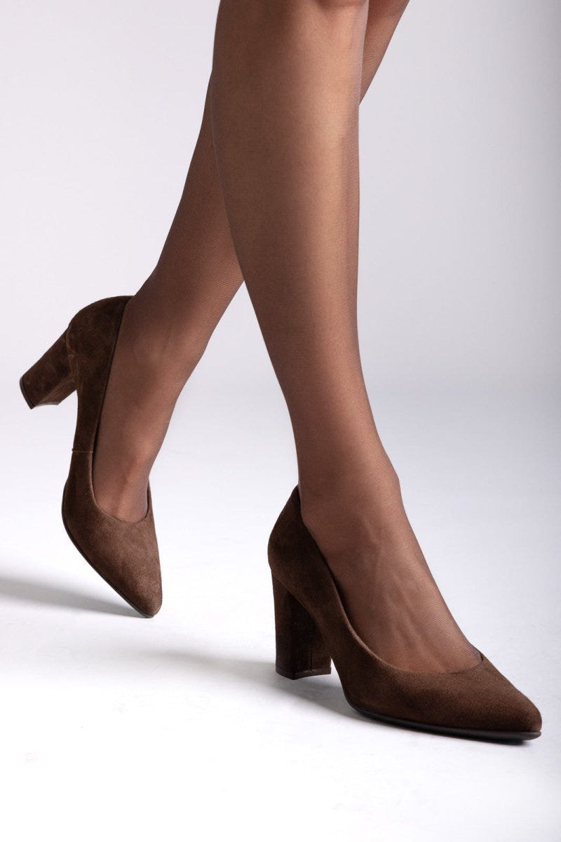 Block Heel Pumps Ragazza 021/A - Brown Suede - thefashionproject.gr - RAGAZZA