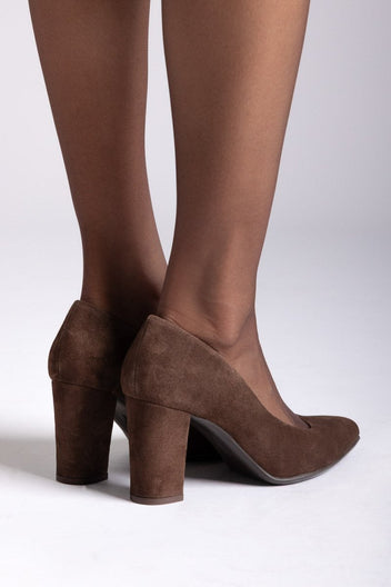 Block Heel Pumps Ragazza 021/A - Brown Suede - thefashionproject.gr - RAGAZZA