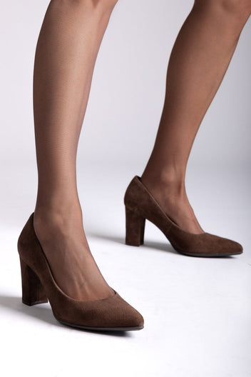 Block Heel Pumps Ragazza 021/A - Brown Suede - thefashionproject.gr - RAGAZZA