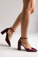 Block Heel Pumps TFP - Bordeaux Patent - thefashionproject.gr - TFP