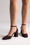 Block Heel Pumps TFP - Brown Suede - thefashionproject.gr - TFP