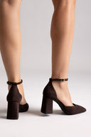Block Heel Pumps TFP - Brown Suede - thefashionproject.gr - TFP