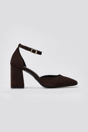 Block Heel Pumps TFP - Brown Suede - thefashionproject.gr - TFP