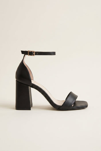 TFP - Block Heel Sandals Ankle Strap - Black Matte