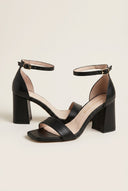 TFP - Block Heel Sandals Ankle Strap - Black Matte