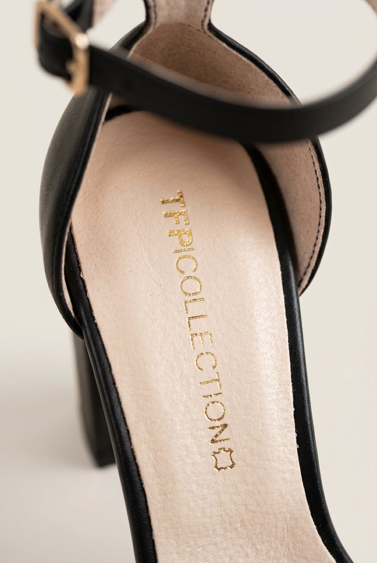 TFP - Block Heel Sandals Ankle Strap - Black Matte