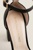 TFP - Block Heel Sandals Ankle Strap - Black Matte