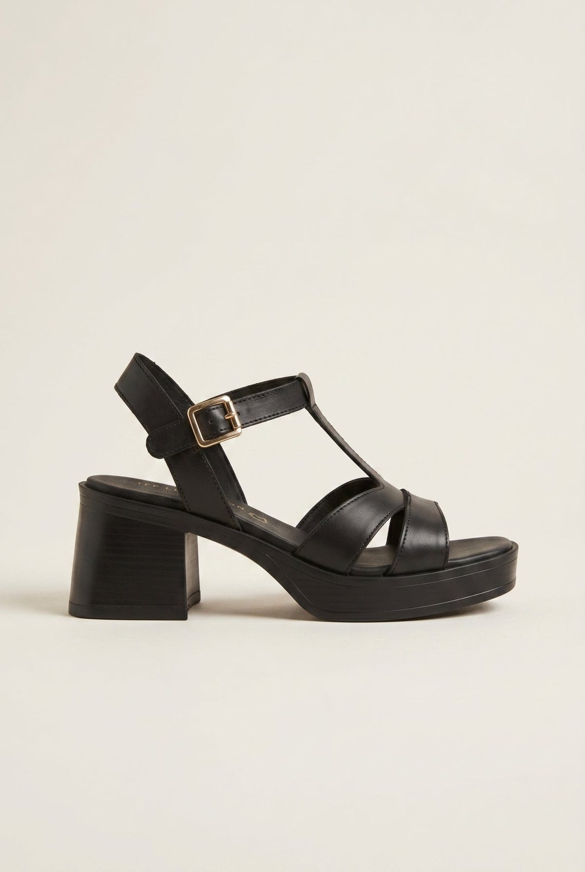 TFP - Block Heel Sandals Ankle Strap - Black Matte