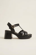 TFP - Block Heel Sandals Ankle Strap - Black Matte