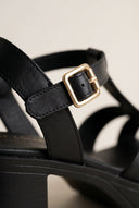 TFP - Block Heel Sandals Ankle Strap - Black Matte