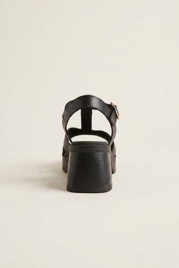TFP - Block Heel Sandals Ankle Strap - Black Matte