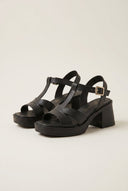 TFP - Block Heel Sandals Ankle Strap - Black Matte