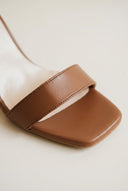 TFP - Block Heel Sandals Ankle Strap - Brown Matte