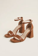 TFP - Block Heel Sandals Ankle Strap - Brown Matte