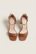 TFP - Block Heel Sandals Ankle Strap - Brown Matte
