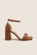 TFP - Block Heel Sandals Ankle Strap - Brown Matte
