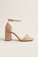 TFP - Block Heel Sandals Ankle Strap - Nude Matte