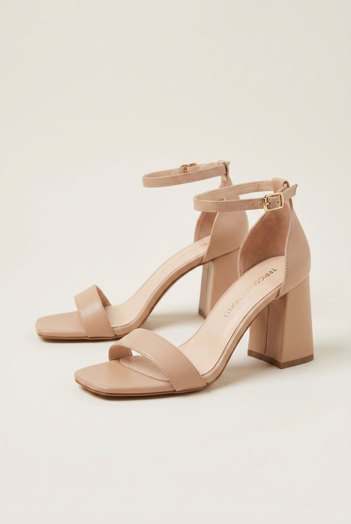 TFP - Block Heel Sandals Ankle Strap - Nude Matte