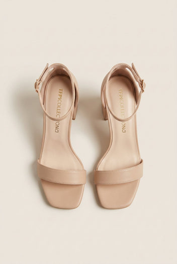 TFP - Block Heel Sandals Ankle Strap - Nude Matte