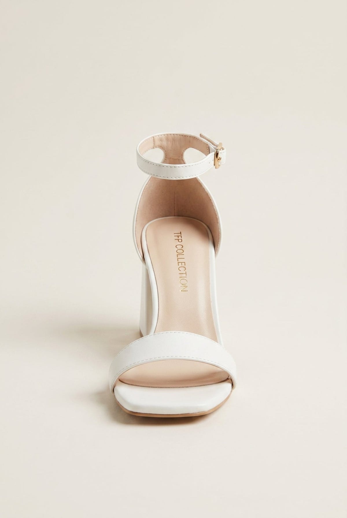 TFP - Block Heel Sandals Ankle Strap - White Matte