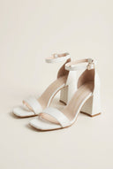 TFP - Block Heel Sandals Ankle Strap - White Matte