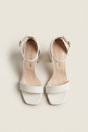 TFP - Block Heel Sandals Ankle Strap - White Matte