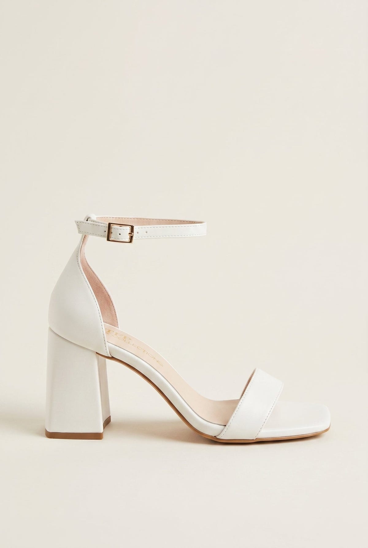 TFP - Block Heel Sandals Ankle Strap - White Matte