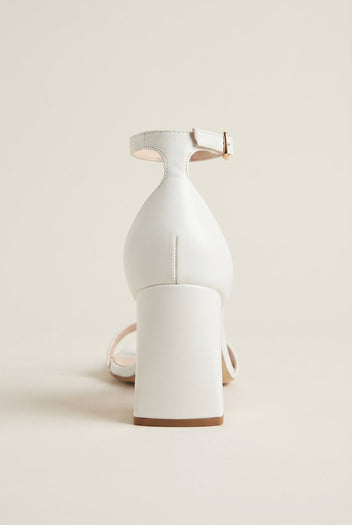 TFP - Block Heel Sandals Ankle Strap - White Matte