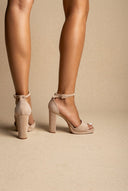 MARQUIIZ - Block Heel Sandals - Beige Suede