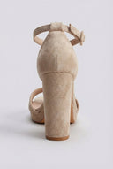 MARQUIIZ - Block Heel Sandals - Beige Suede