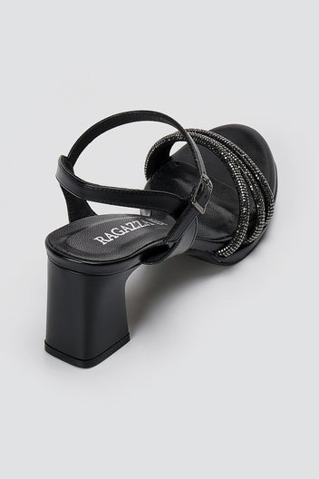 RAGAZZA - Block Heel Sandals - Black Matte