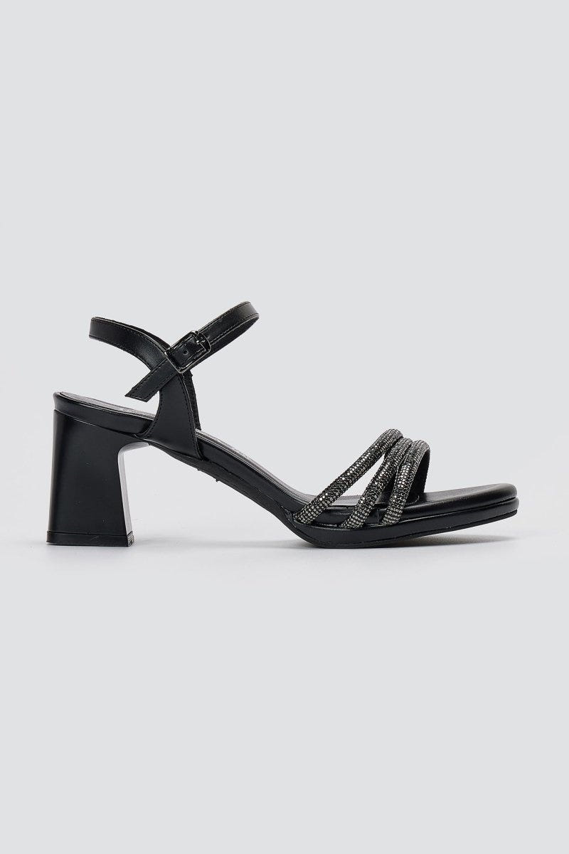 RAGAZZA - Block Heel Sandals - Black Matte