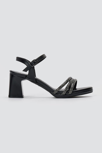 RAGAZZA - Block Heel Sandals - Black Matte