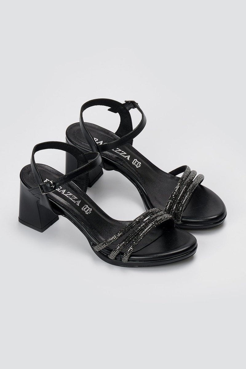 RAGAZZA - Block Heel Sandals - Black Matte