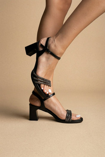 RAGAZZA - Block Heel Sandals - Black Matte