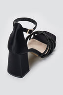 TFP - Block Heel Sandals - Black Satin