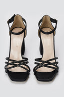 TFP - Block Heel Sandals - Black Satin