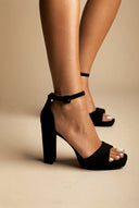 MARQUIIZ - Block Heel Sandals - Black Suede