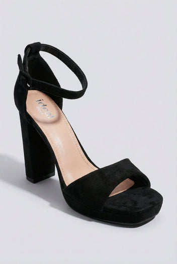 MARQUIIZ - Block Heel Sandals - Black Suede