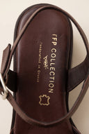 TFP - Block Heel Sandals Crossover Strap - Brown Matte