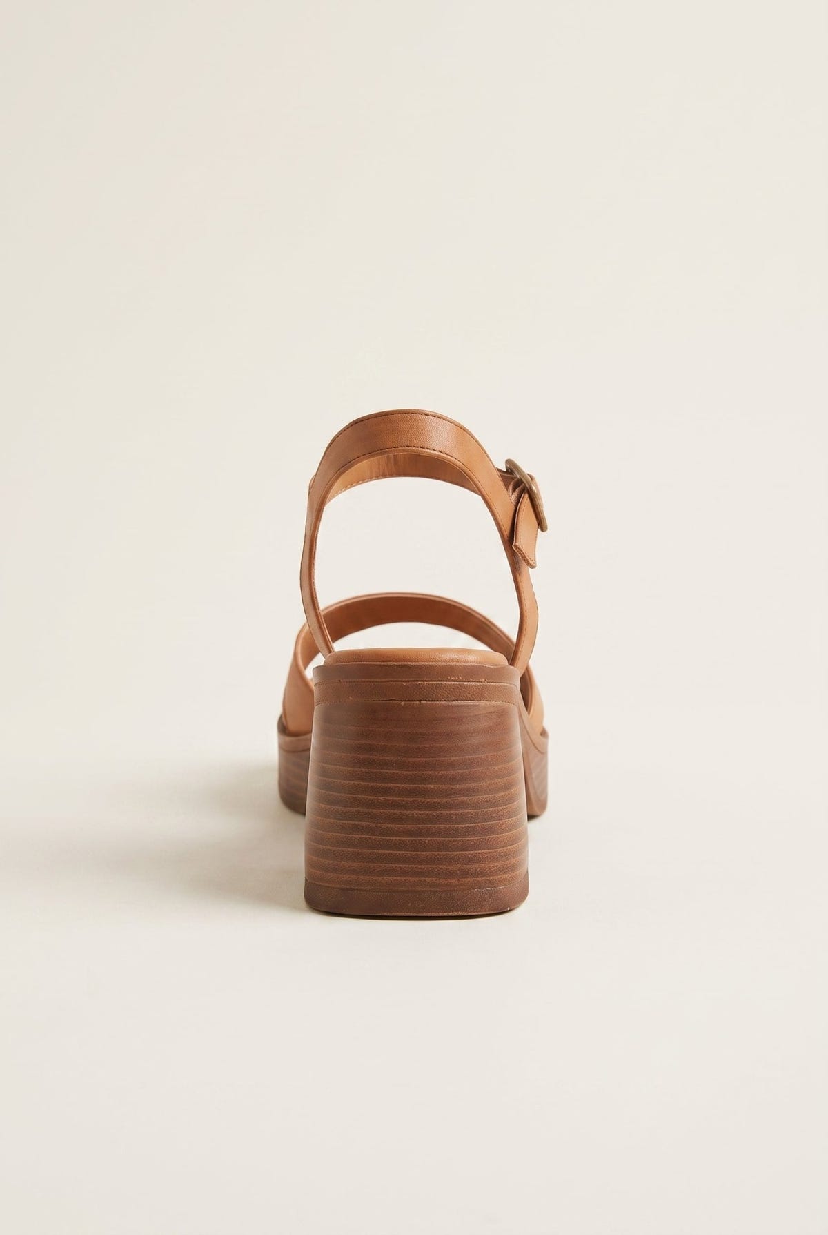 TFP - Block Heel Sandals Crossover Strap - Tan Matte