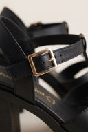 TFP - Block Heel Sandals Cut Out - Black Matte