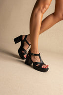 TFP - Block Heel Sandals Cut Out - Black Matte