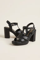TFP - Block Heel Sandals Cut Out - Black Matte