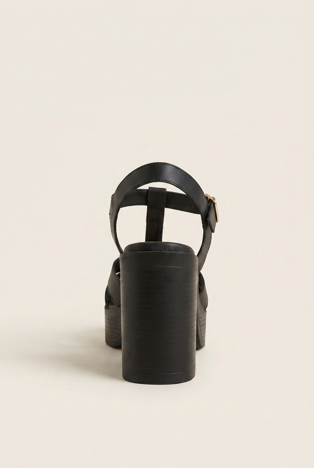 TFP - Block Heel Sandals Cut Out - Black Matte