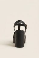 TFP - Block Heel Sandals Cut Out - Black Matte