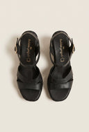 TFP - Block Heel Sandals Cut Out - Black Matte
